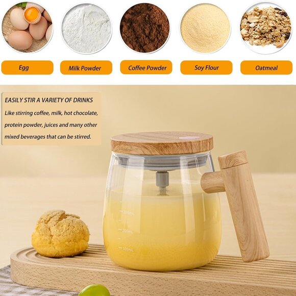 Electric Self Stirring Mug with Heating Base and Lid High Speed Glass Mixing Cup - Picture 1 of 12
